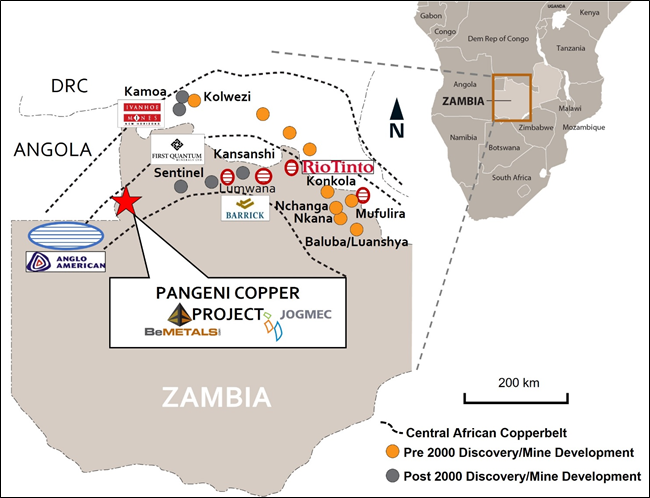 Figure 3: Regional Location of the Pangeni Copper Exploration Project