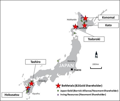 Project Locations Map in Japan